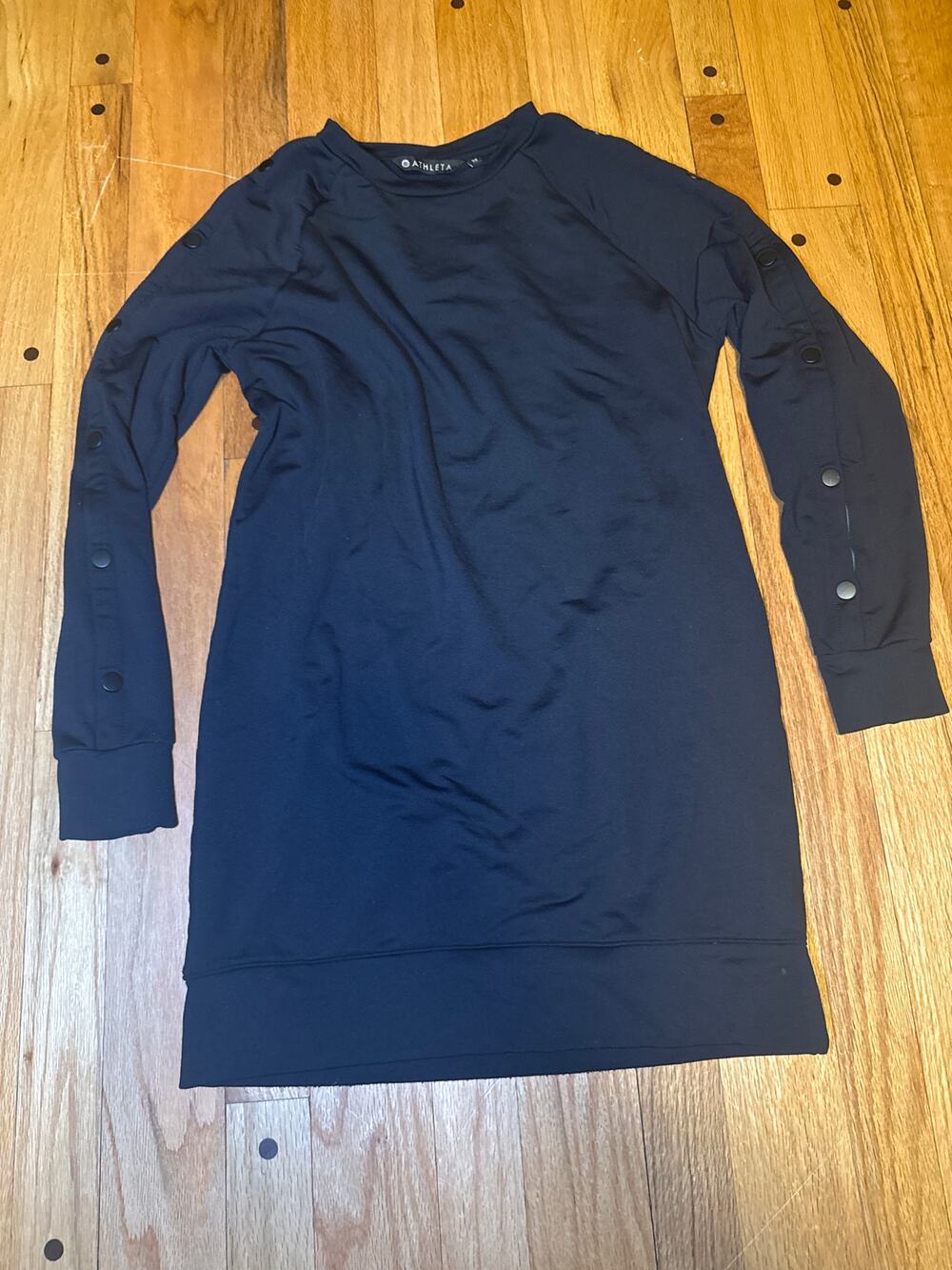 Athleta Black Long Sleeve Dress Womens XS Button Sleeve Athleisure Travel Casual